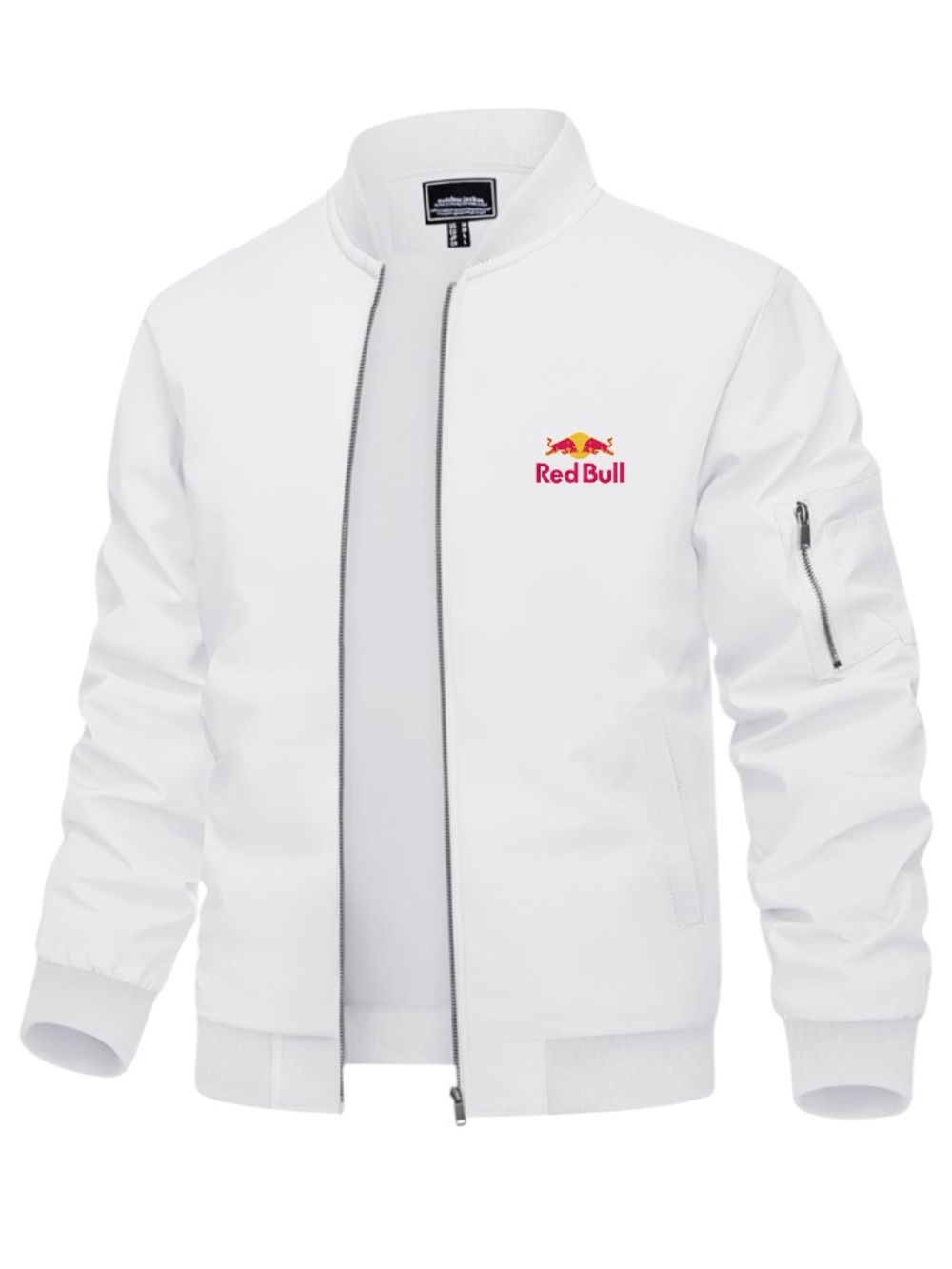 Men’s Red Bull Embroidered Lightweight Bomber Jacket White